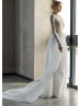 Beaded Lace Chiffon Wedding Dress With Removable Train